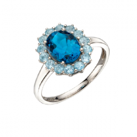 Blue Topaz Ring In White Gold